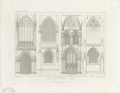 Interior da Catedral de Lichfield - Nave e Coro: gravura, nd [c 1819] (imprimir) de John Britton