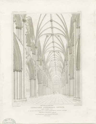 Interior da Catedral de Lichfield - Nave: gravura, nd [c 1819] (imprimir) de John Britton