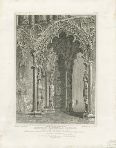Catedral de Lichfield - entrada oeste: gravura, nº [c 1820] de John Britton