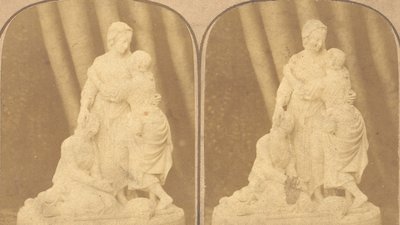 Par de imagens estereografadas antigas de estátuas britânicas, décadas de 1850 a 1910 de John Browning