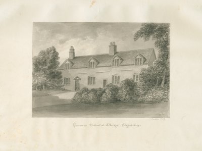 Aldridge Grammar School: desenho em sépia, 1847 de John Buckler
