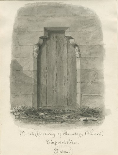 Igreja Armitage - Porta Norte: desenho sépia de John Buckler