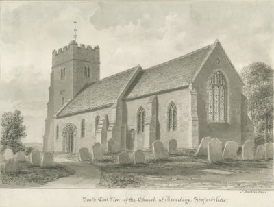 Igreja de Armitage: desenho sépia, 1844 de John Buckler