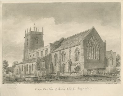 Igreja Audley: desenho em sépia, 1840 de John Buckler