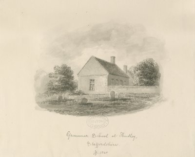Audley Grammar School: desenho sépia de John Buckler