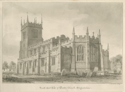 Barton under Needwood Church: desenho em sépia de John Buckler