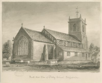 Igreja de Betley: desenho em sépia, 1840 de John Buckler