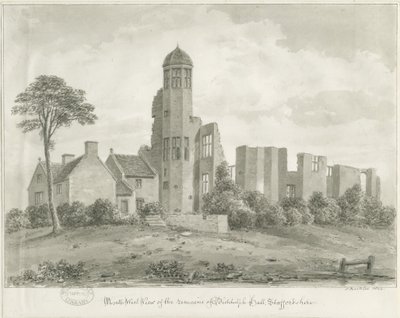 Biddulph Hall (antigo): desenho em sépia de John Buckler