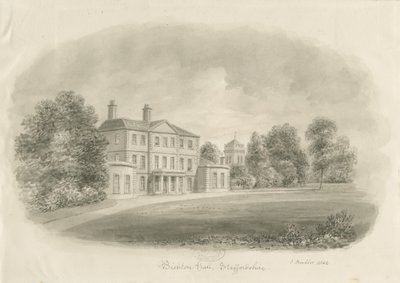 Bishton Hall: desenho sépia de John Buckler