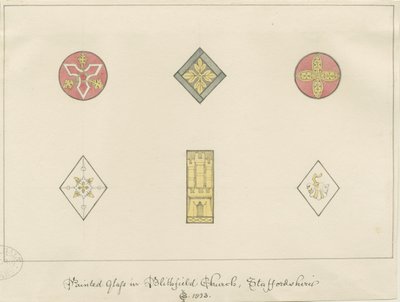 Blithfield Church - vidro pintado: desenhos a lápis de John Buckler