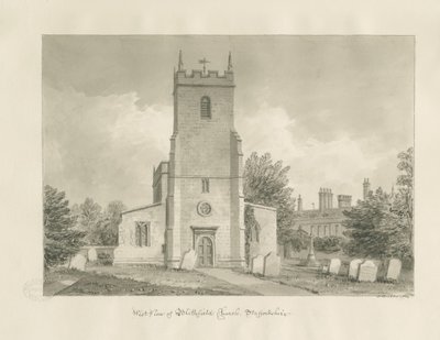 Igreja Blithfield: desenho sépia de John Buckler