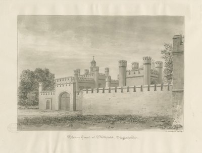 Blithfield Hall - Corte da cozinha: desenho em sépia de John Buckler