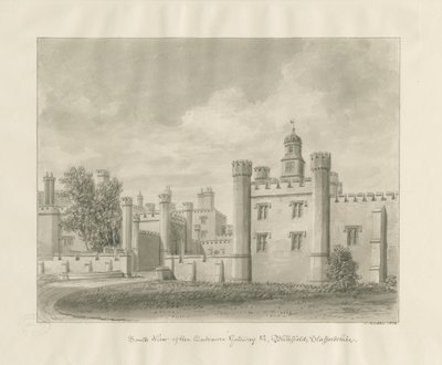 Blithfield Hall: desenho sépia de John Buckler