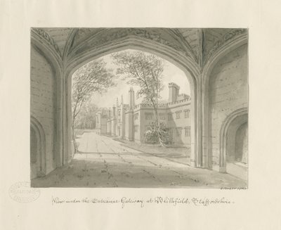 Blithfield Hall: desenho sépia de John Buckler