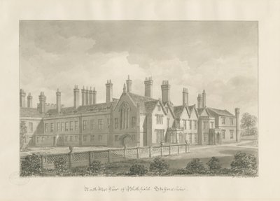 Blithfield Hall: desenho sépia de John Buckler