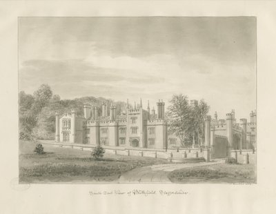 Blithfield Hall: desenho sépia, 1823 de John Buckler