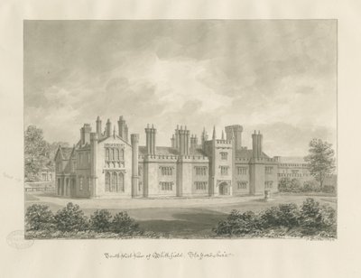 Blithfield Hall: desenho sépia, 1823 de John Buckler