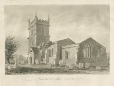 Igreja Blore: desenho sépia, 1839 de John Buckler