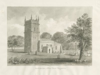Igreja de Blore: desenho em sépia, 1847 de John Buckler