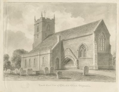 Igreja Blymhill: desenho sépia de John Buckler