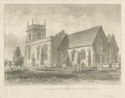 Igreja de Bradley: desenho em sépia, 1842 de John Buckler