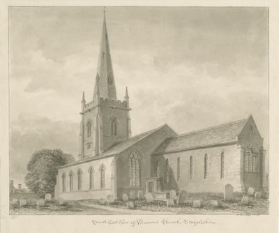 Igreja de Brewood: desenho sépia de John Buckler