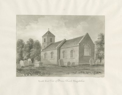 Vassoura (agora Worcestershire) Igreja: desenho sépia de John Buckler