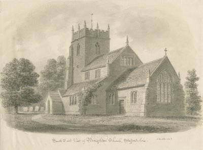 Igreja de Broughton: desenho em sépia, 1843 de John Buckler