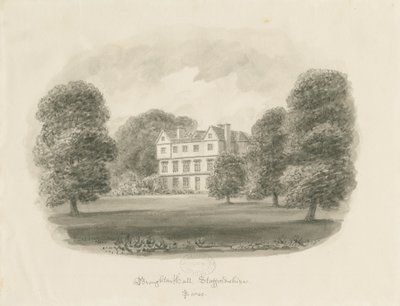 Broughton Hall: desenho sépia de John Buckler