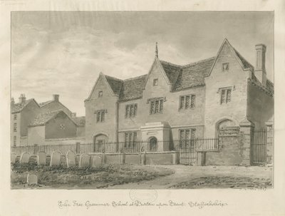 Burton-upon-Trent - Escola de Gramática: desenho sépia de John Buckler