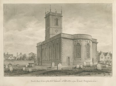 Burton-upon-Trent - Igreja Velha: desenho em sépia de John Buckler