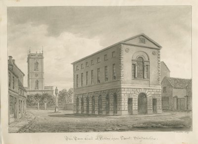 Burton-upon-Trent - Câmara Municipal: desenho sépia de John Buckler