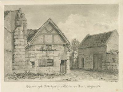 Burton-upon-Trent Abbey: desenho em sépia de John Buckler