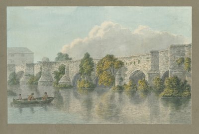 Ponte e cidade de Burton-upon-Trent: pintura em aquarela, nd [ 18º séc.] de John Buckler