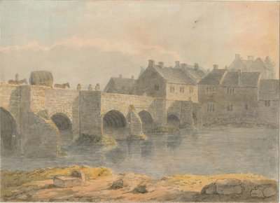 Ponte e cidade de Burton-upon-Trent: pintura em aquarela, nd [ 18º séc.] de John Buckler