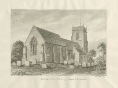 Igreja Bushbury: desenho em sépia de John Buckler