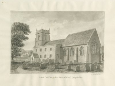 Igreja de Bushbury: desenho em sépia, 1845 de John Buckler