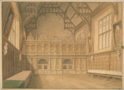 Cambridgeshire - Trinity College Hall - Vista interna de John Buckler