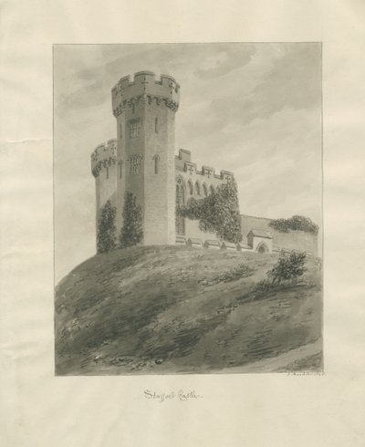 Igreja do Castelo - Castelo de Stafford: desenho sépia de John Buckler