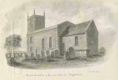 Igreja de Cauldon: desenho em sépia, 1844 de John Buckler