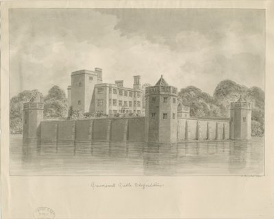Castelo de Caverswall: desenho sépia de John Buckler