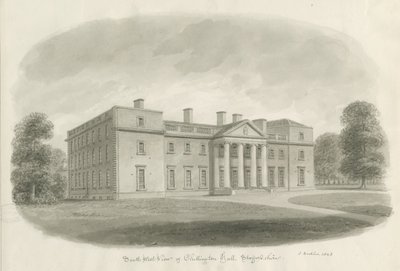 Chillington Hall: desenho sépia de John Buckler