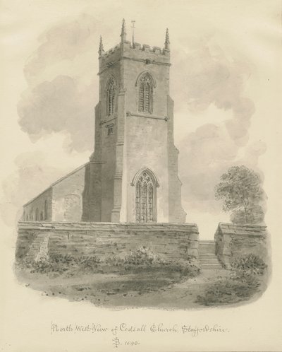 Igreja Codsall: desenho sépia de John Buckler
