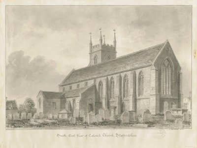 Igreja de Colwich: desenho sépia, 1841 de John Buckler