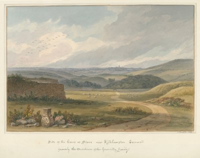 Cornualha - Kilkhampton - Site da Casa em Stowe, 1827 de John Buckler