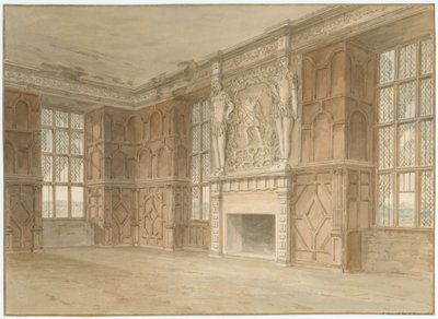 Derbyshire - Hardwick Hall [Antigo] - Interior da sala de John Buckler