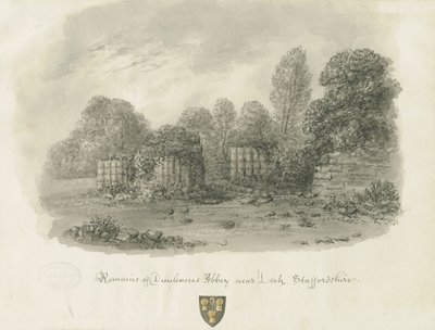 Abadia de Dieulacres: desenho em sépia, 1847 de John Buckler