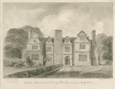 Dimsdale Old Hall: desenho em sépia, 1841 de John Buckler