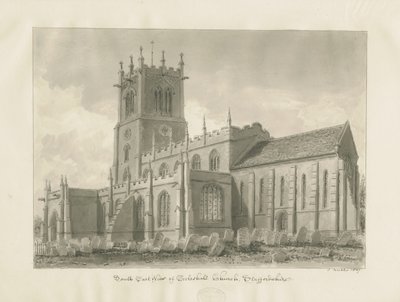 Eccleshall Church: desenho sépia de John Buckler