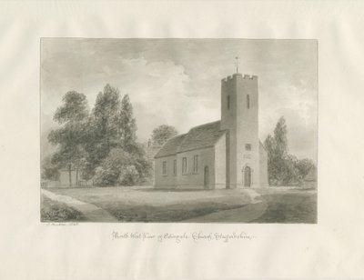 Igreja de Edingale: desenho sépia de John Buckler